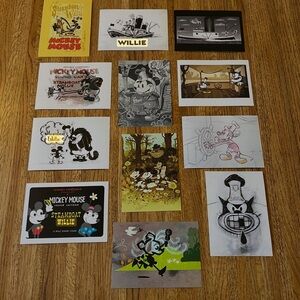 Set of 12 Disney's Steamboat Willie Redux 5" by 7" Postcards, 2013, rare